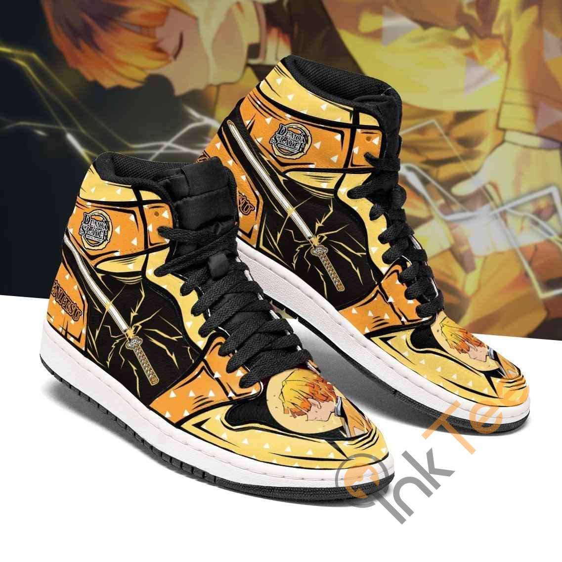 Zenitsu Costume Demon Slayer Sneakers Anime Air Jordan Shoes