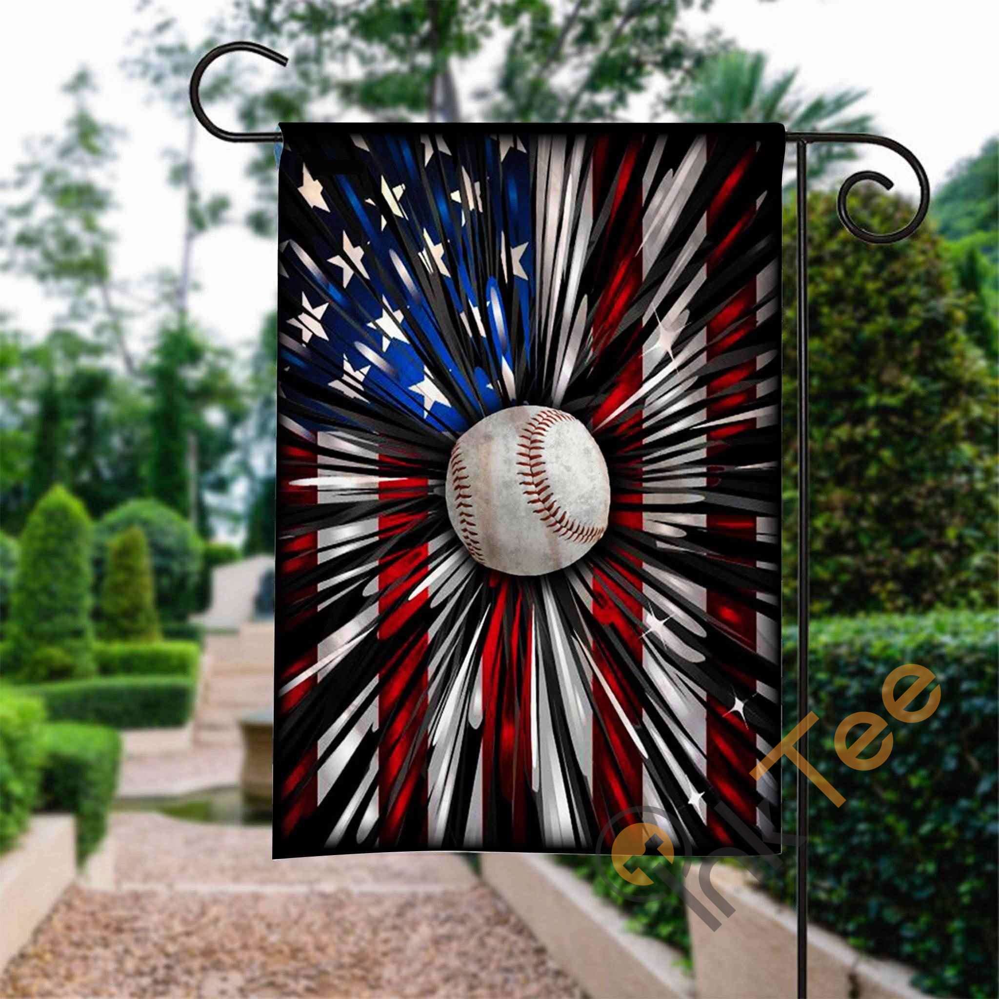 Custom Baseball 4th July Garden Flag