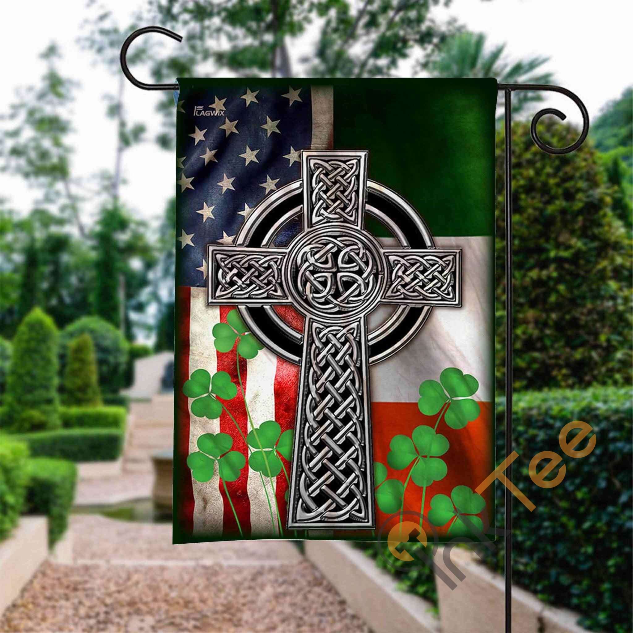 Custom The Irish Celtic Cross Garden Flag