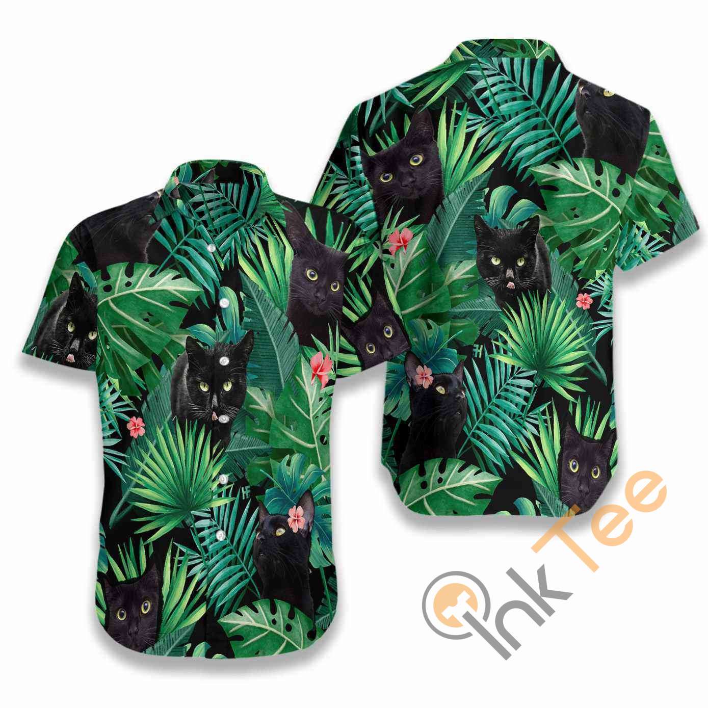 hawaiian shirt with black cats