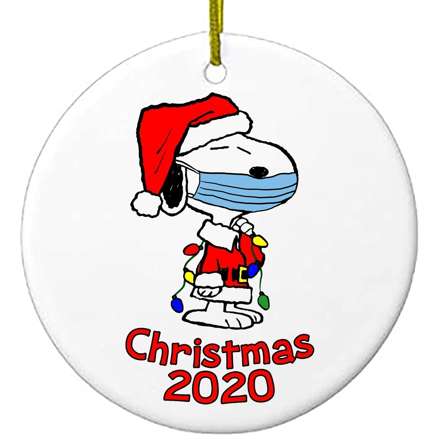 2020 Christmas Ornaments Snoopy With Mask Charlie Brown Peanuts Personalized Gifts