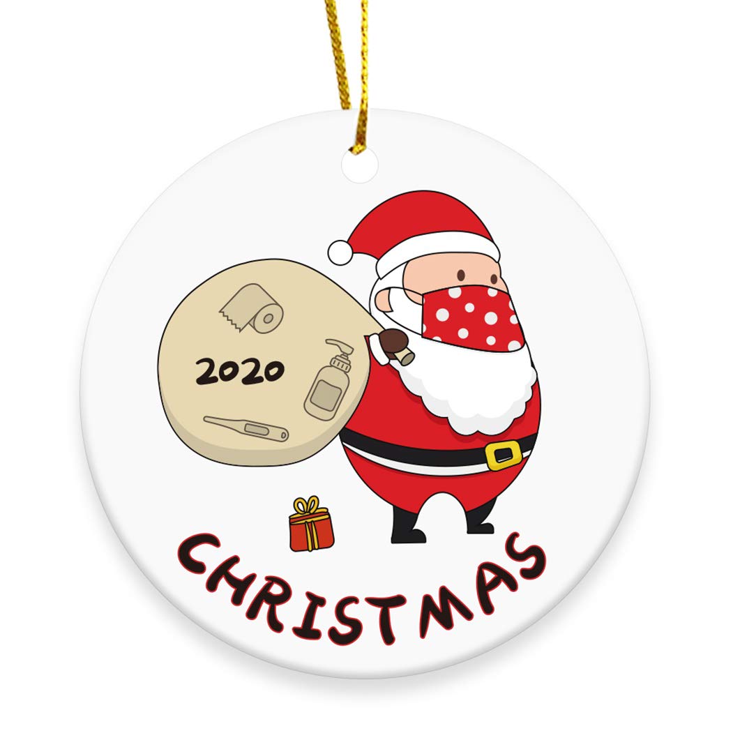 2020 Christmas Tree Ornament Merry Christmas Masked Santa Claus Toilet Paper Personalized Gifts