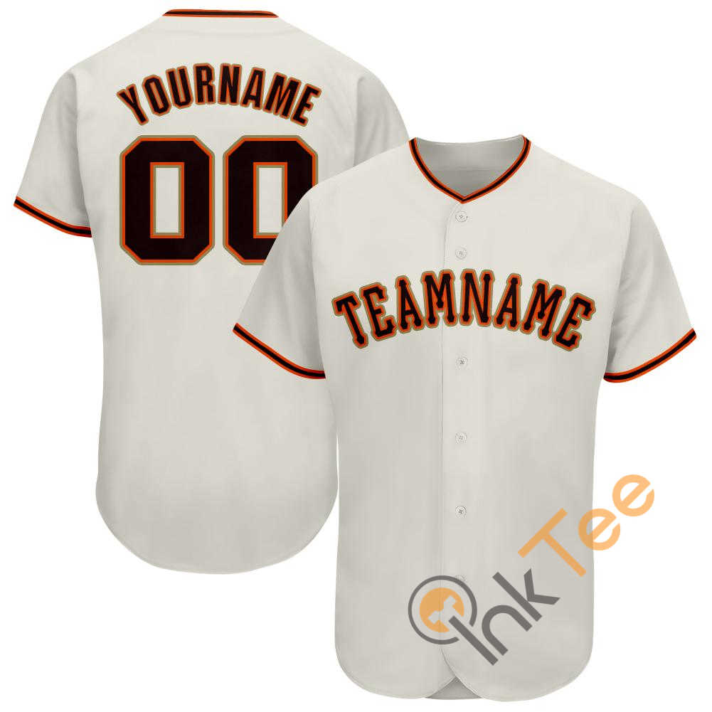 Custom Cream Black Orange Baseball Jersey