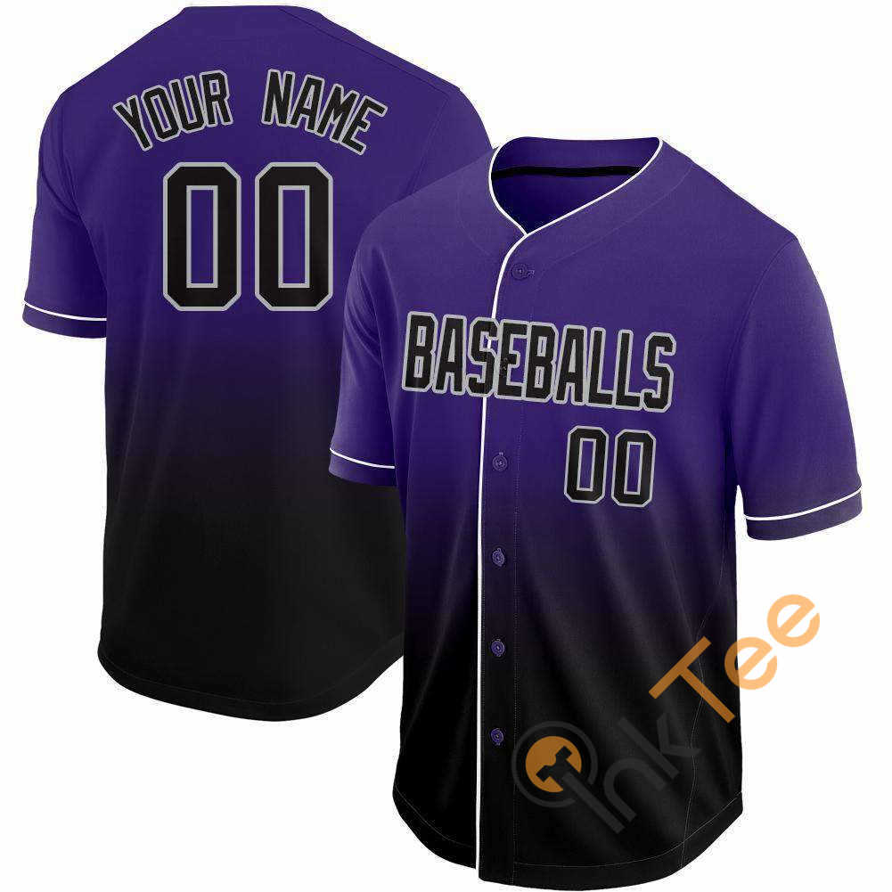 Custom Purple Black Gray Fade Baseball Jersey - InkTee Store
