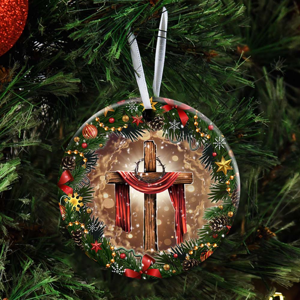 Jesus Christian Cross Christmas No11 Ceramic Circle Ornament