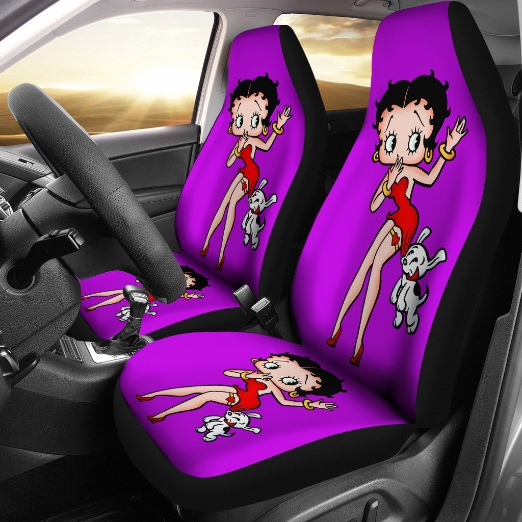 Purple Betty Boop Cartoon Car Seat Covers