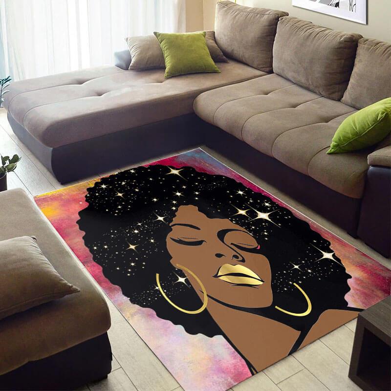 Trendy African Cute American Black Art Afro Lady Design Floor Inspired ...