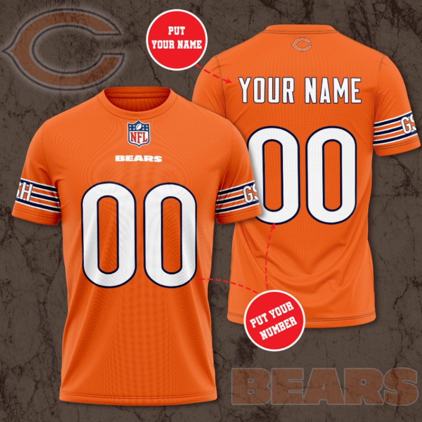 Chicago Bears Orange Custom Jersey Nfl 