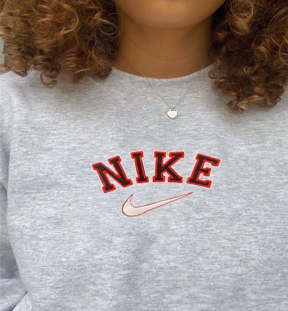 Nike 90s Vintage Spellout Embroidered Swoosh Sweatshirt/t-shirt/hoodie Embroidery