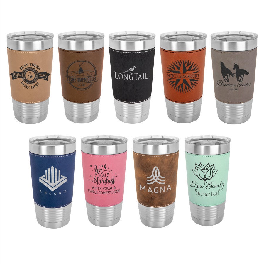 Personalized 20 Oz Leatherette Polar Camel Tumbler Engraved Gifts