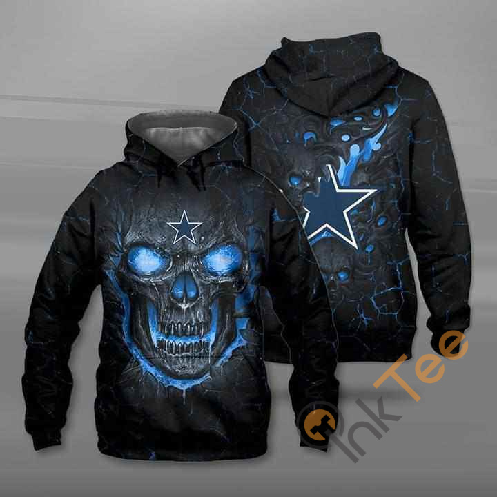 Dallas Cowboys NFL Halloween Skull Skeleton Zip Hoodie 3D All Over Print