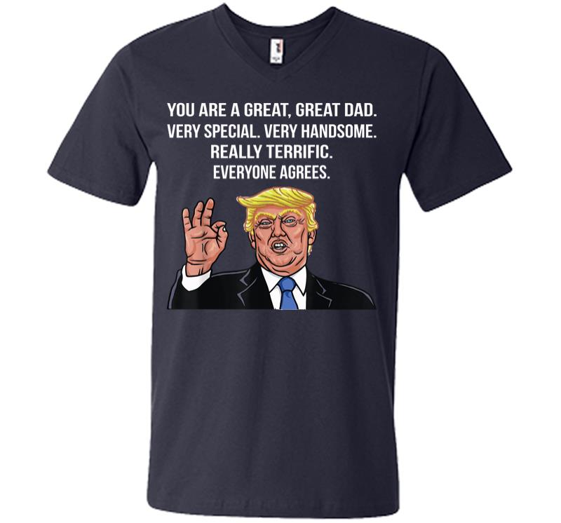 Inktee Store - Funny Donald Trump Fathers Day Great Dad Gift V-Neck T-Shirt Image