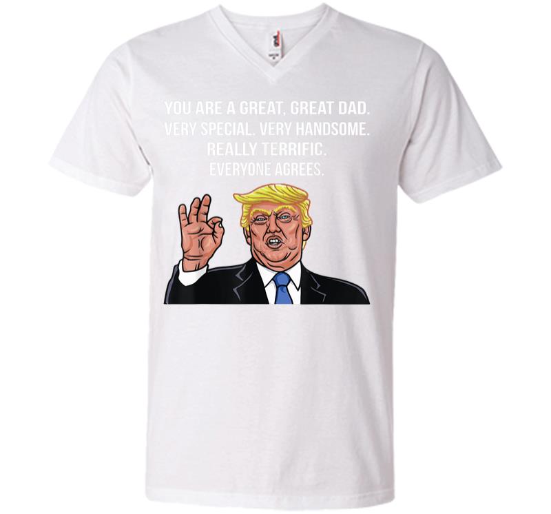 Inktee Store - Funny Donald Trump Fathers Day Great Dad Gift V-Neck T-Shirt Image