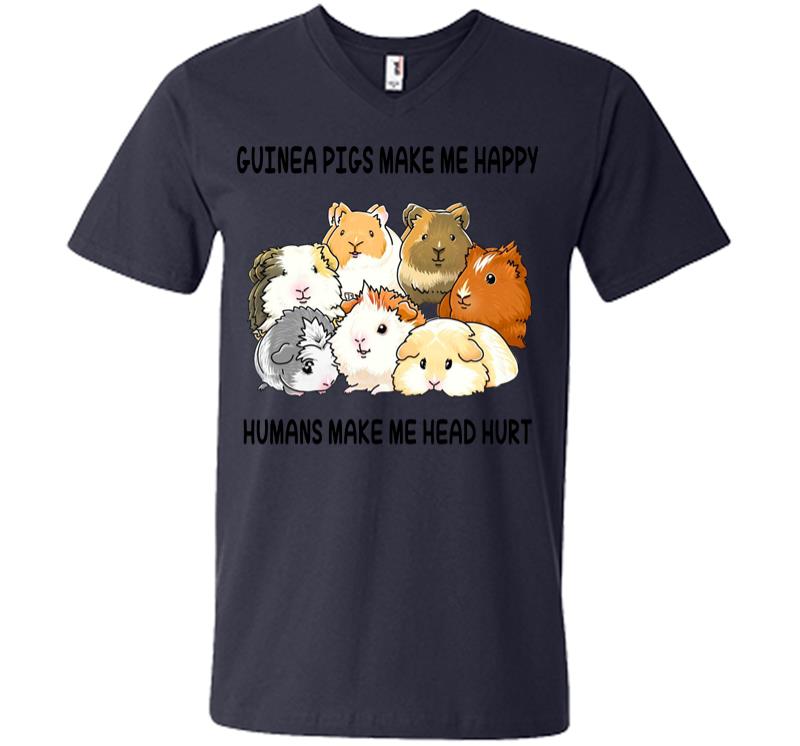Inktee Store - Guinea Pigs Make Me Happy V-Neck T-Shirt Image