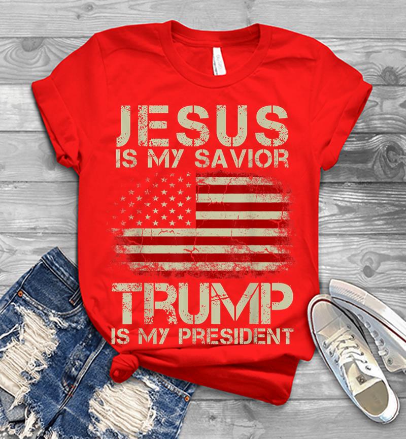 Inktee Store - Jesus Is My Savior Trump Is My President Men T-Shirt Image