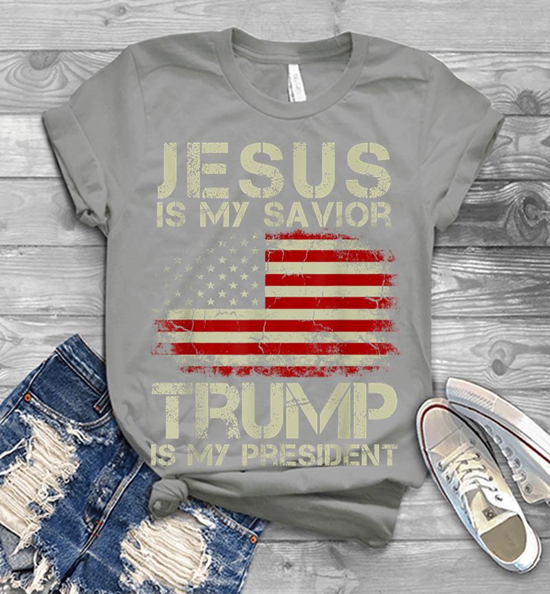 Inktee Store - Jesus Is My Savior Trump Is My President Men T-Shirt Image