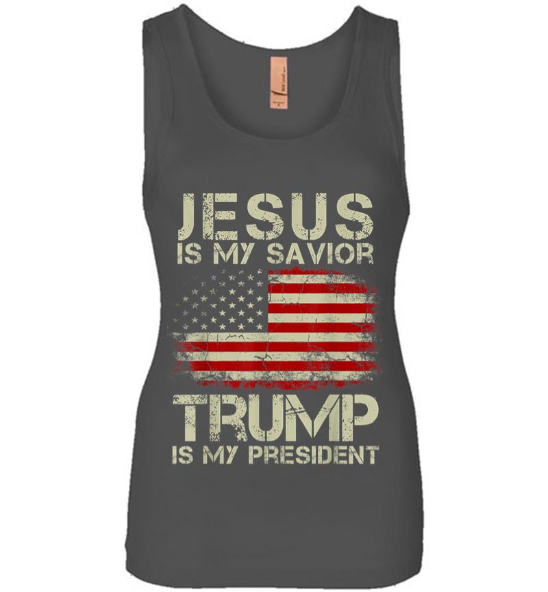Inktee Store - Jesus Is My Savior Trump Is My President Women Jersey Tank Top Image