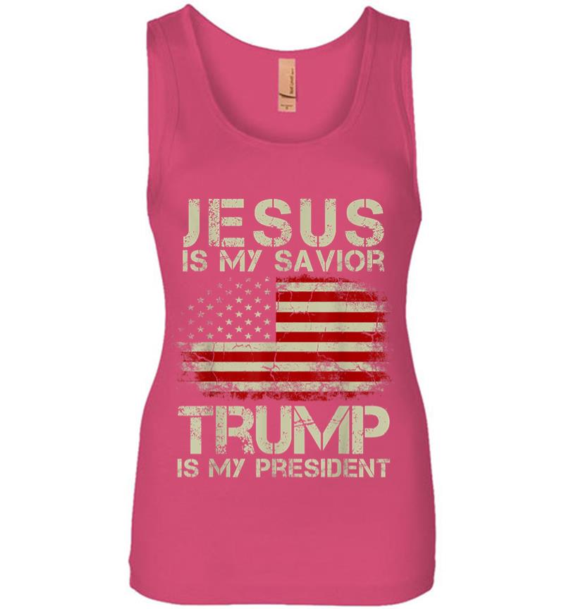 Inktee Store - Jesus Is My Savior Trump Is My President Women Jersey Tank Top Image