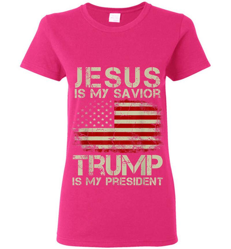Inktee Store - Jesus Is My Savior Trump Is My President Women T-Shirt Image