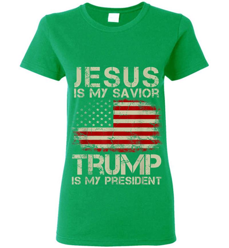 Inktee Store - Jesus Is My Savior Trump Is My President Women T-Shirt Image