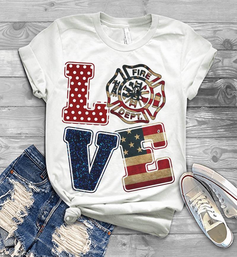Inktee Store - Love Firefighter American Flag Men T-Shirt Image