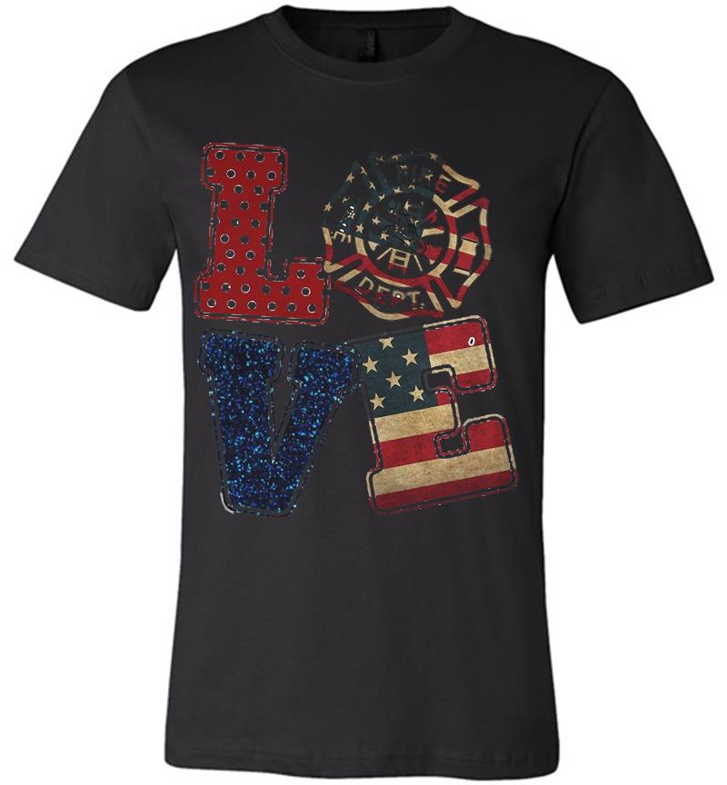 Love Firefighter American Flag Premium T-Shirt