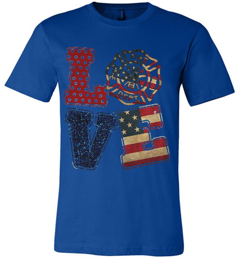 Inktee Store - Love Firefighter American Flag Premium T-Shirt Image