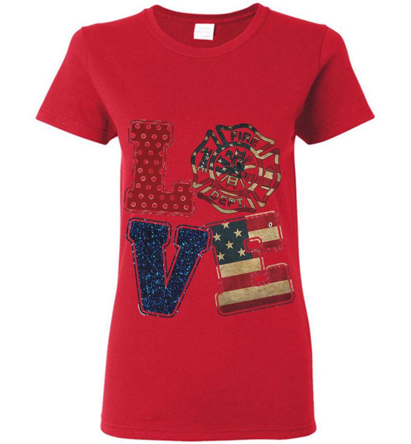 Inktee Store - Love Firefighter American Flag Women T-Shirt Image