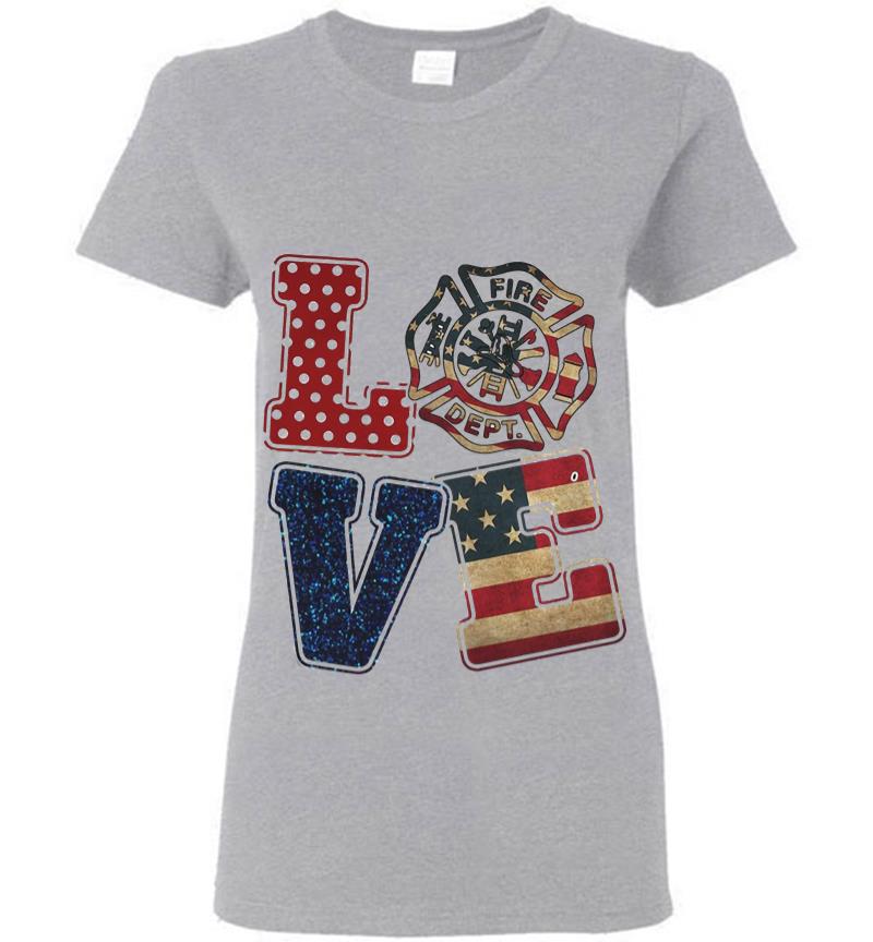 Inktee Store - Love Firefighter American Flag Women T-Shirt Image