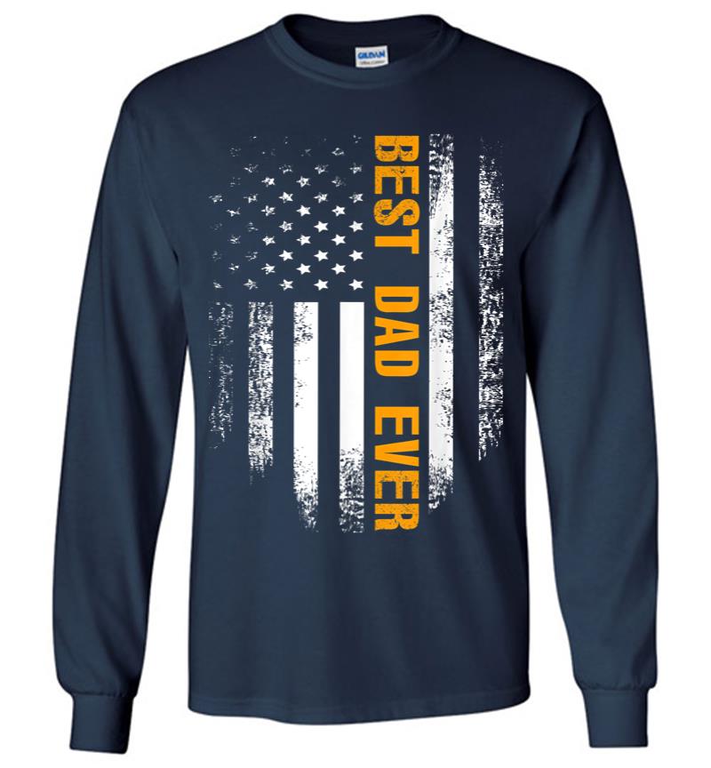 Inktee Store - Vintage Best Dad Ever American Flag Fathers Day Gift Long Sleeve T-Shirt Image