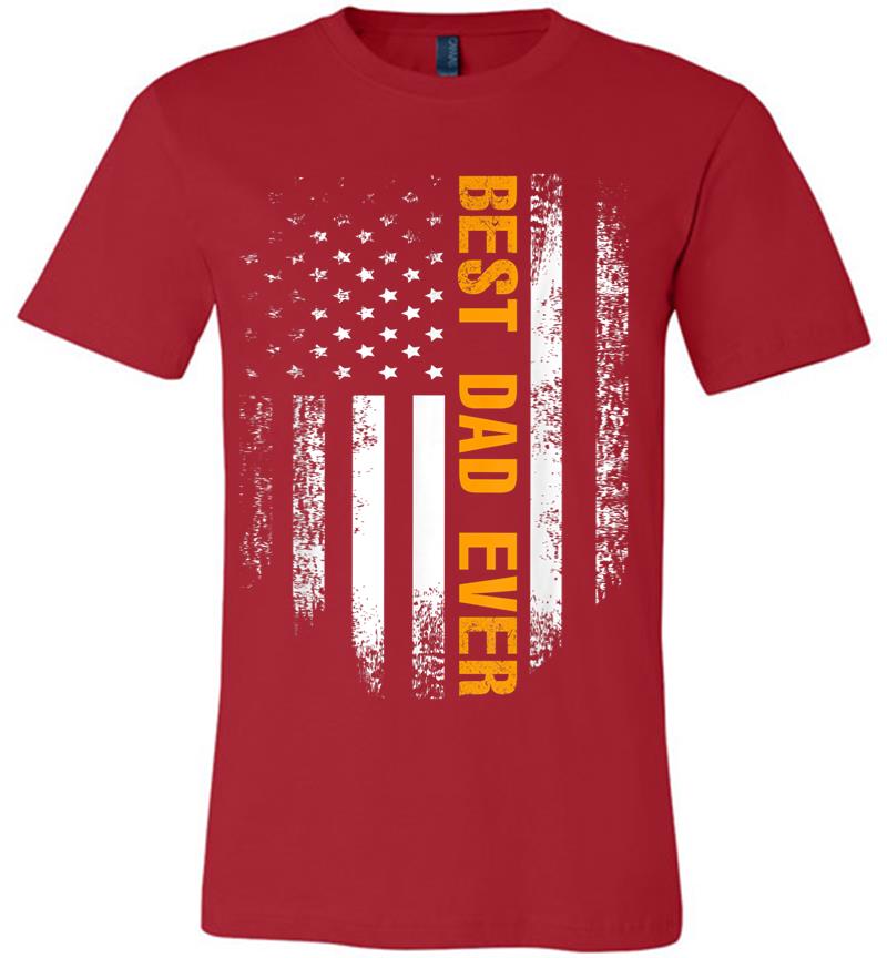 Inktee Store - Vintage Best Dad Ever American Flag Fathers Day Gift Premium T-Shirt Image