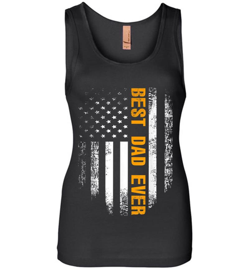 Vintage Best Dad Ever American Flag Fathers Day Gift Women Jersey Tank Top