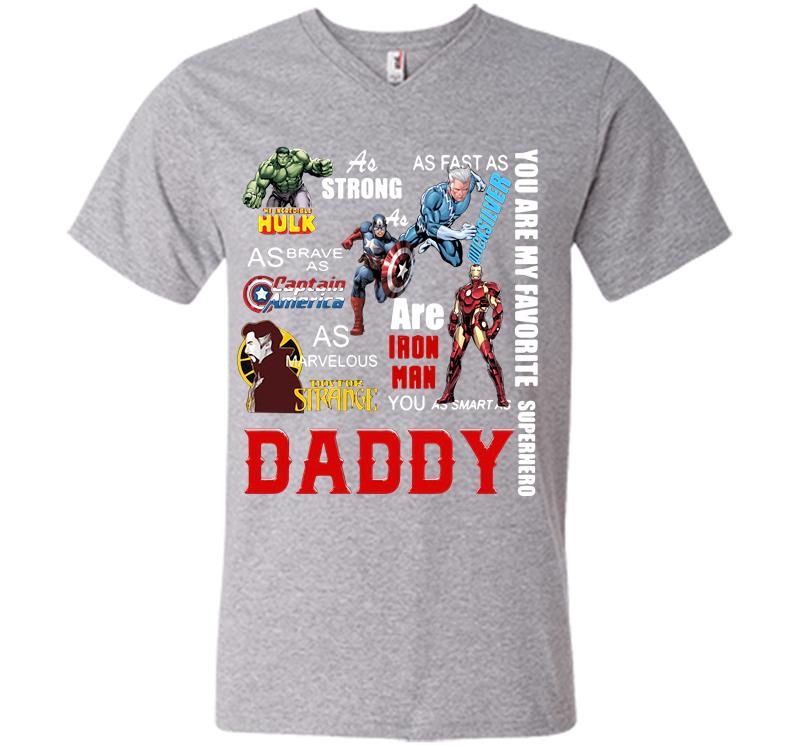 Inktee Store - You Are My Favorite Superhero Daddy Hulk Captain America Iron Man V-Neck T-Shirt Image