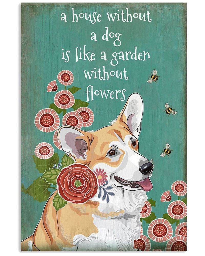 A House Without Corgi Unframed , Wrapped Frame Canvas Wall Decor, Dog , Animal Poster Inktee Store