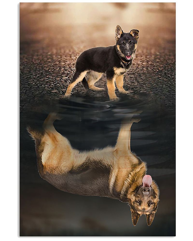 German Shepherd Believe In Yourself Unframed , Wrapped Frame Canvas Wall Decor, Dog , Animal Poster