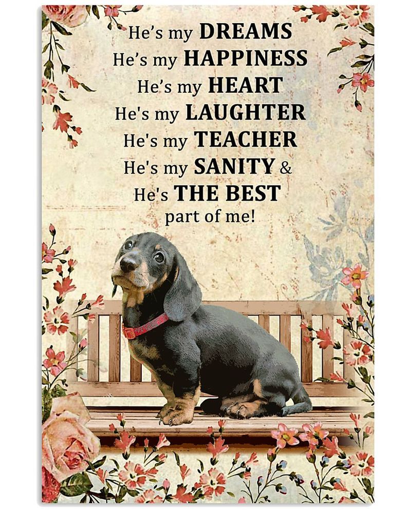 He'S My Dream He'S My Happiness Dachshund Unframed , Wrapped Frame Canvas Wall Decor, Dog , Animal Poster Inktee Store