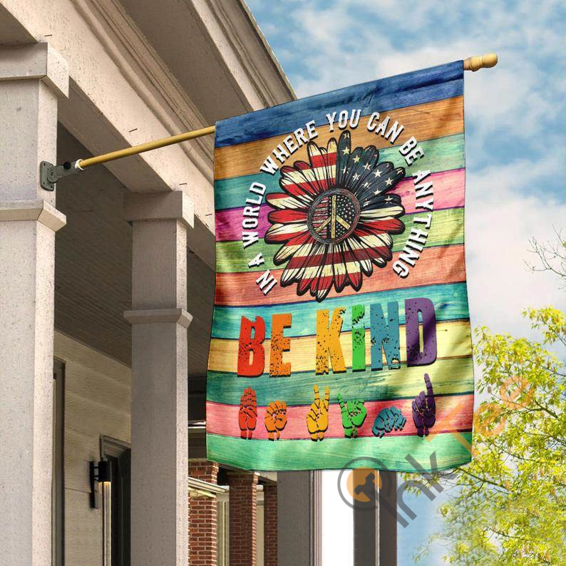 Hippie Love Peace Sign Be Kind Hand Outdoor Decor House Flag
