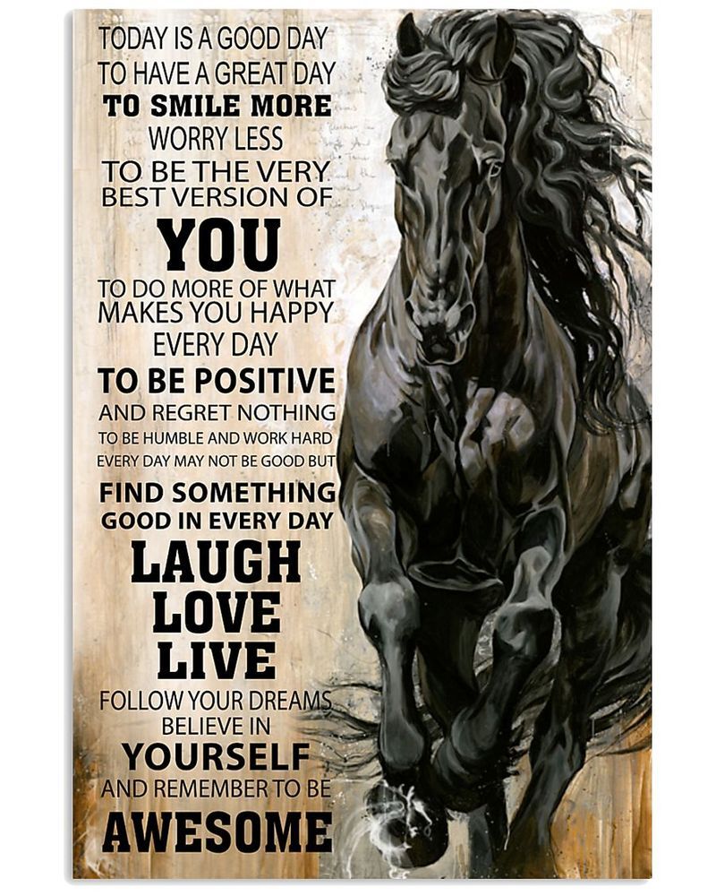 Horse Today Is A Good Day To Smile More Unframed , Wrapped Frame Canvas Wall Decor, Animal Poster
