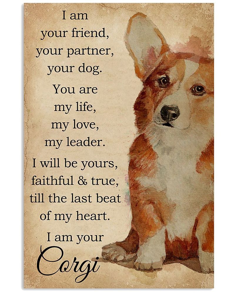 I Am Your Friend Corgi Unframed , Wrapped Frame Canvas Wall Decor, Dog , Animal Poster Inktee Store
