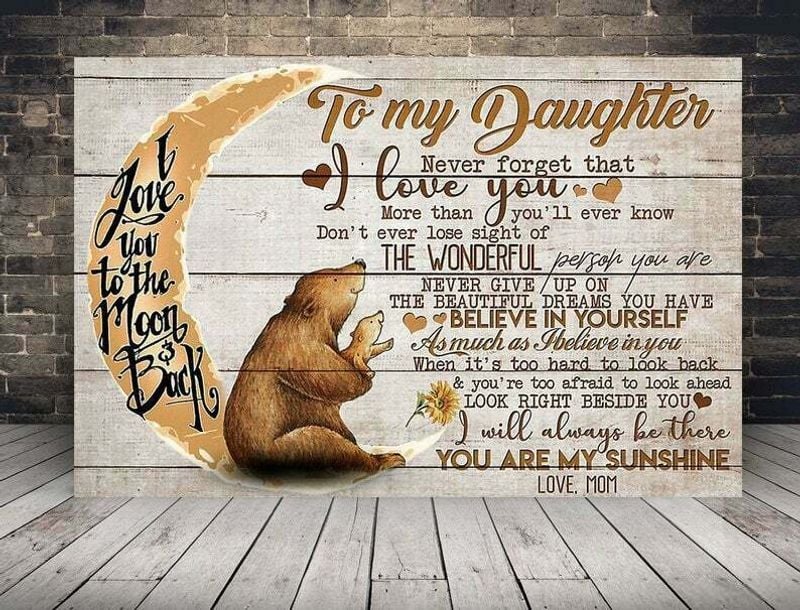 To My Daughter You Are My Sunshine Love Mom Wall Art Home Decor Poster