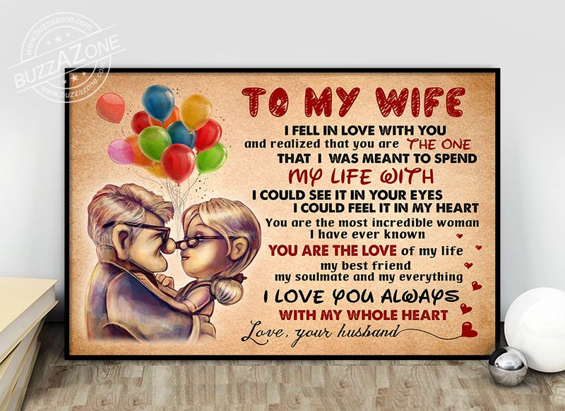 Up Carl And Ellie To My Wife I Fell In Love With You Unframed Wrapped Canvas Wall Decor Poster 1764