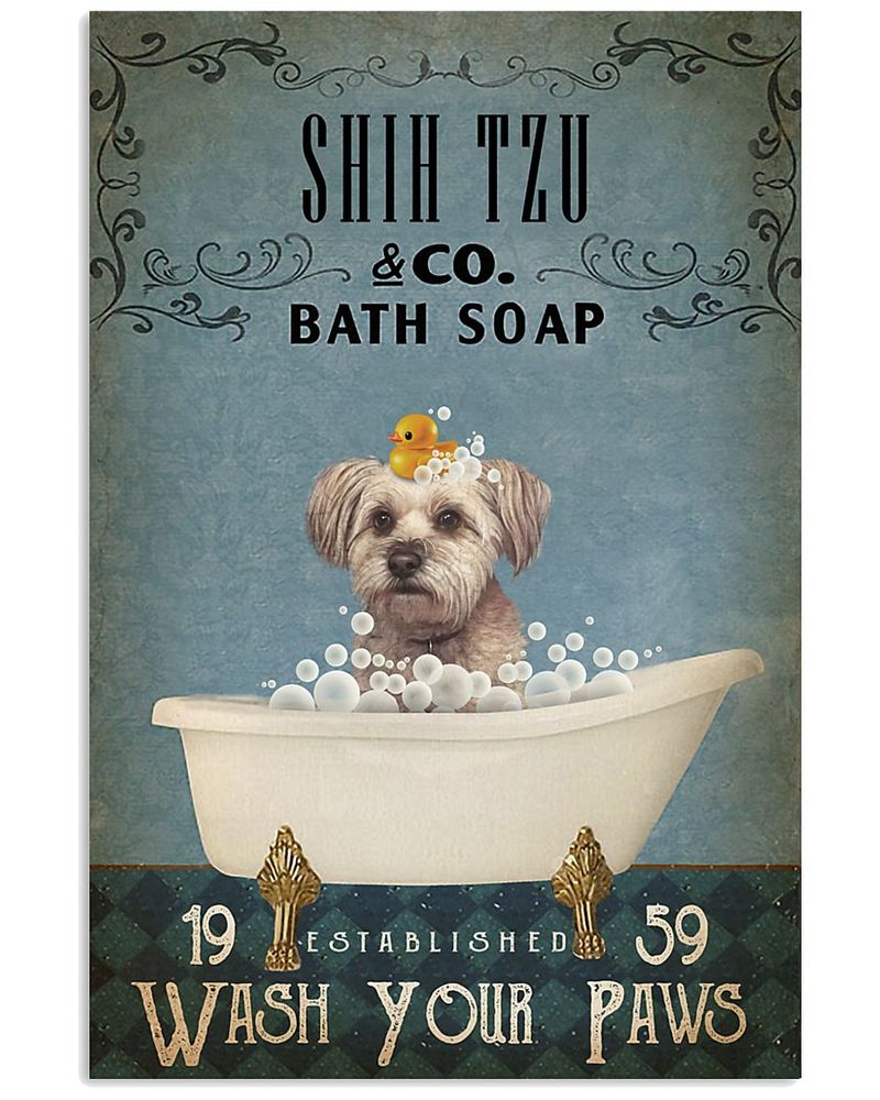 Vintage Bath Soap Shih Tzu Unframed , Wrapped Canvas Wall Decor - Frame ...