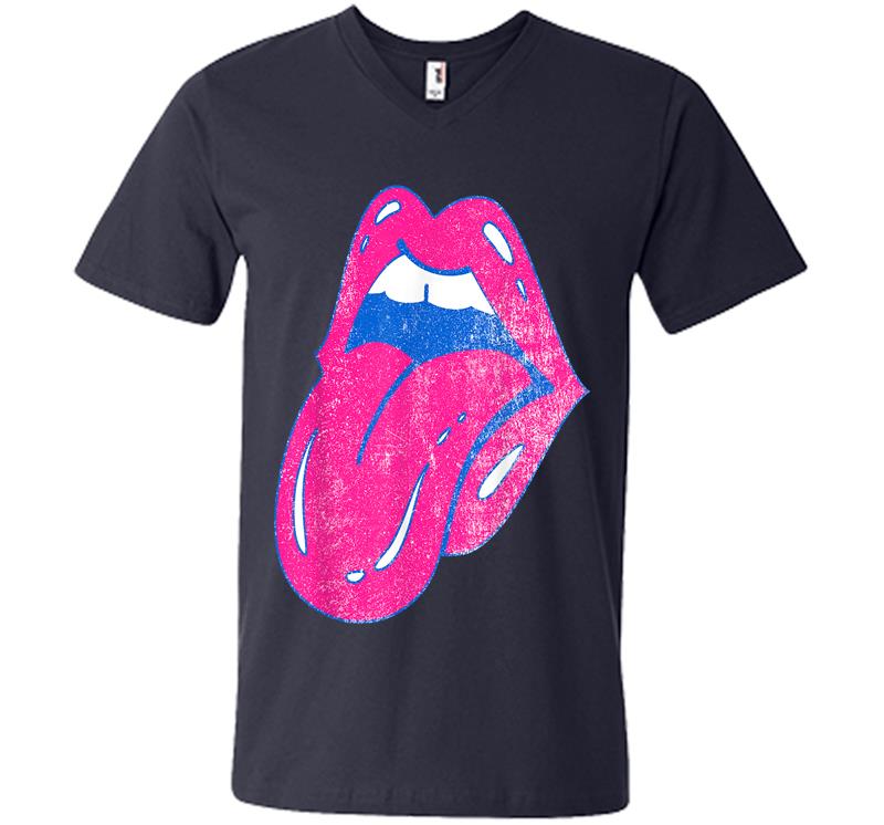 Hot Pink Lips Mouth Tongue Out V-neck T-shirt - InkTee Store