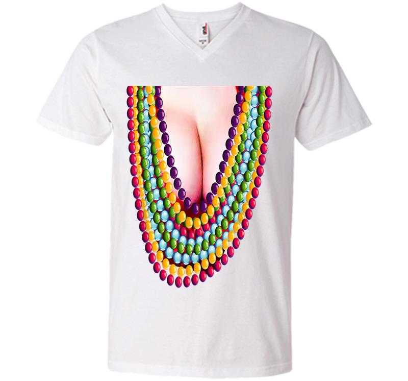 Mardi Gras New Orleans Boob Bead Costume V Neck T Shirt Inktee Store 