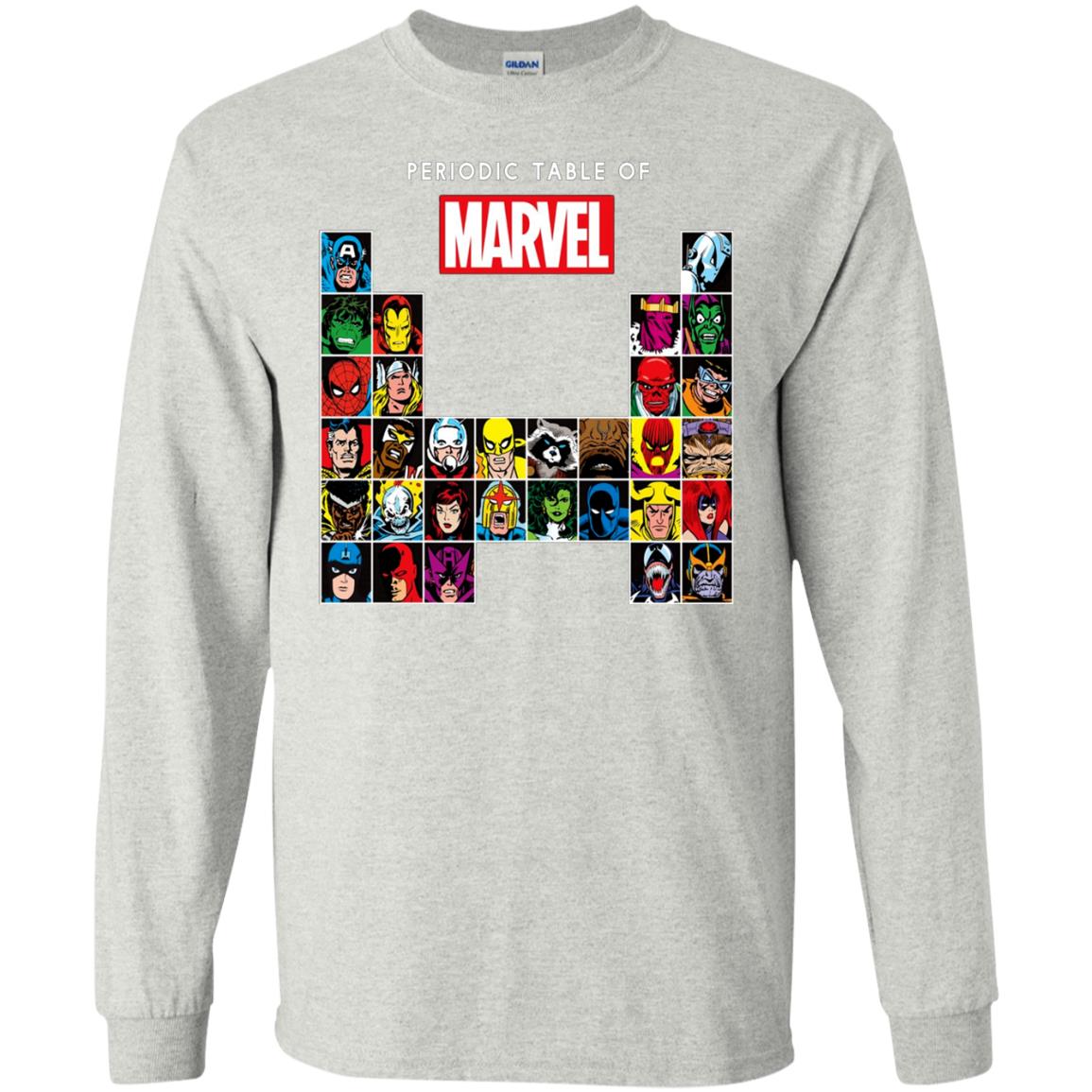 Marvel Periodic Table Of Heroes Villains Retro Long Sleeve