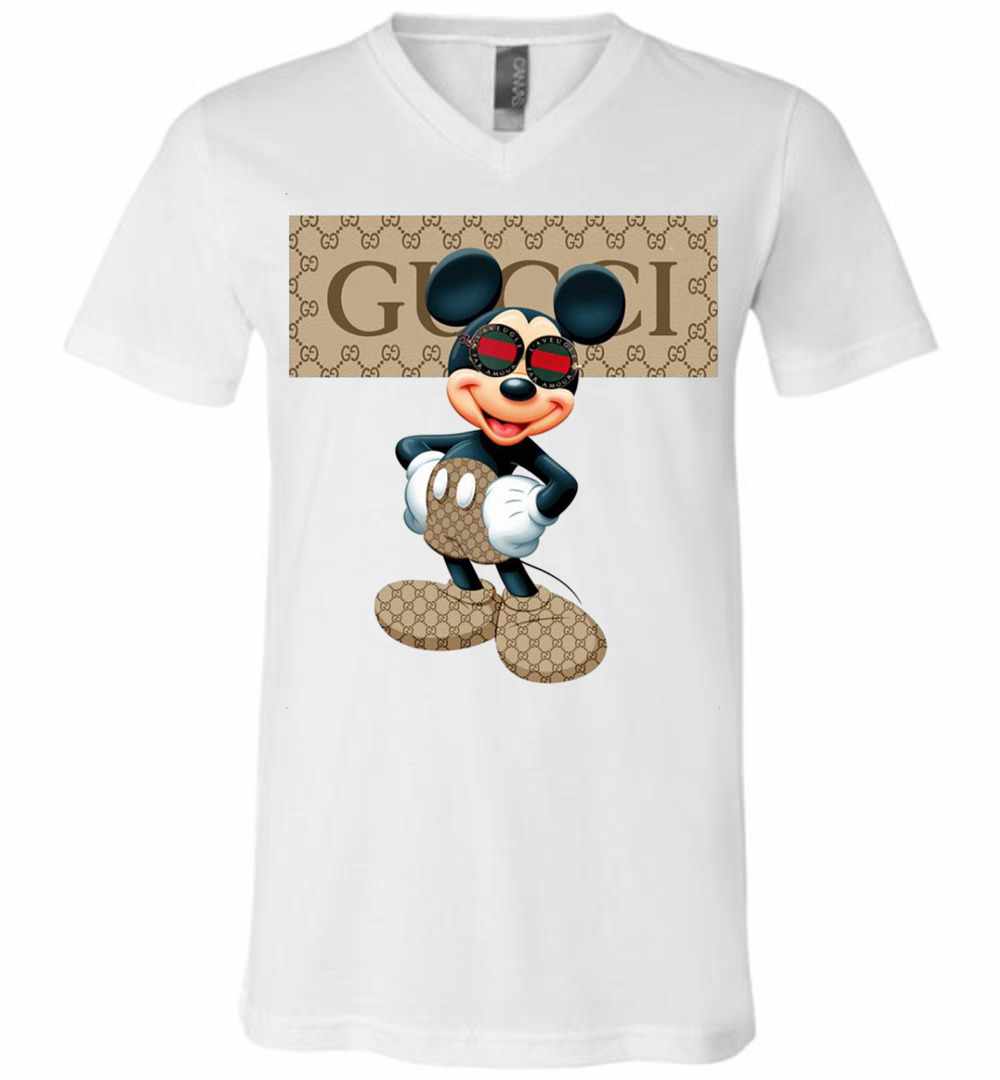 Gucci Stripe Mickey Mouse Stay Stylish V-Neck T-shirt - InkTee Store