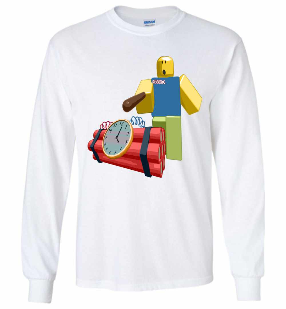 The Noob Poking A Bomb With A Stick Roblox Long Sleeve T Shirt - noob bomb roblox