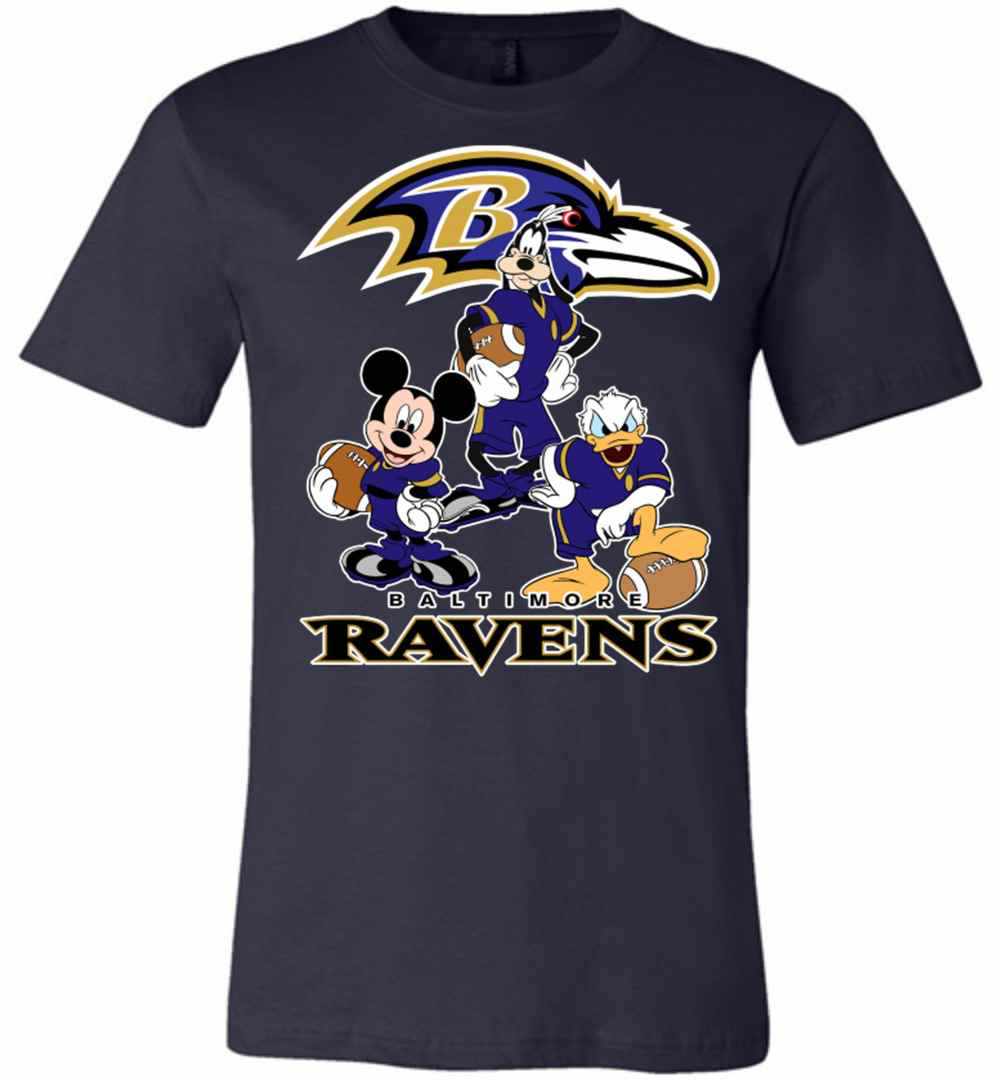 Mickey Donald Goofy The Three Baltimore Ravens Premium T-shirt