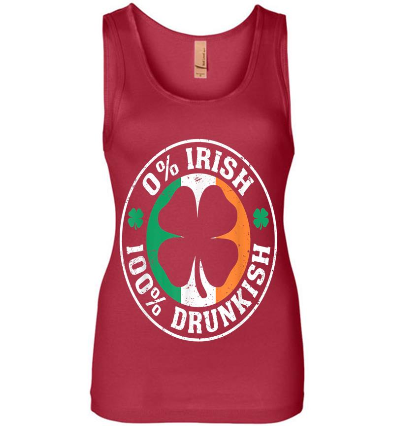 Inktee Store - 0% Irish 100% Drunkish Funny Saint Patrick'S Day Drinking Womens Jersey Tank Top Image