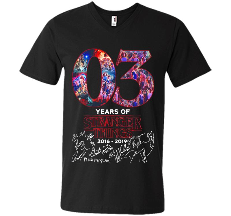 03rd Years Of Stranger Things 2016-2019 Signature V-neck T-shirt